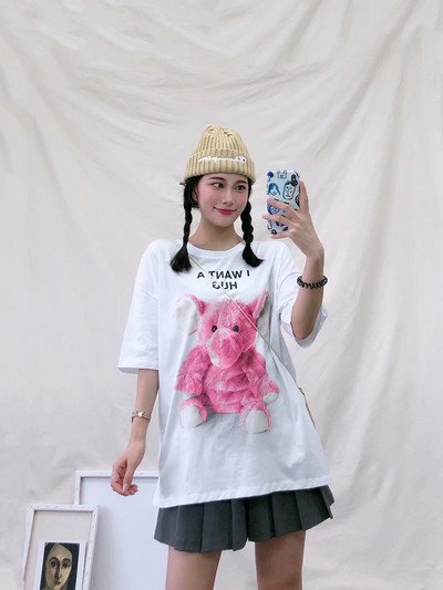 Tricou casual dama alb cu aplicatie