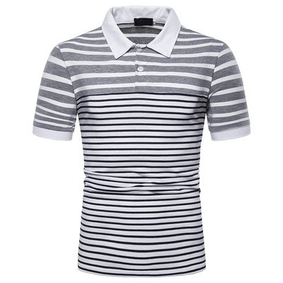 Tricou modern pentru bărbați cu guler clasic în alb-negru