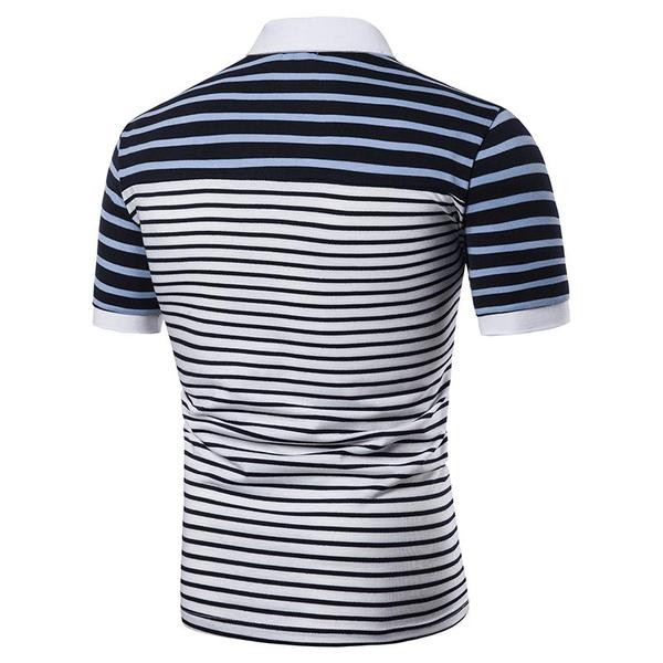 Tricou modern pentru bărbați cu guler clasic în alb-negru