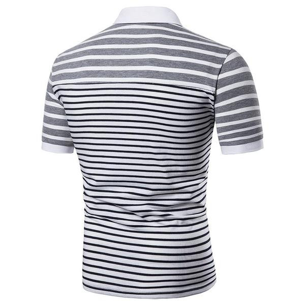 Tricou modern pentru bărbați cu guler clasic în alb-negru