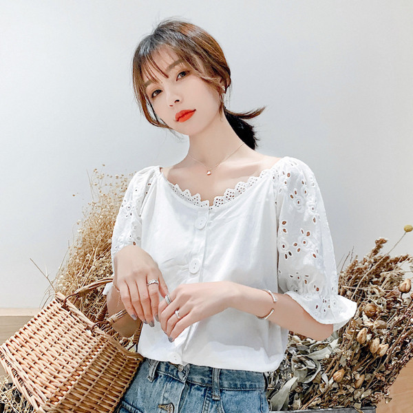 Bluza casual dama alb cu maneci 3/4