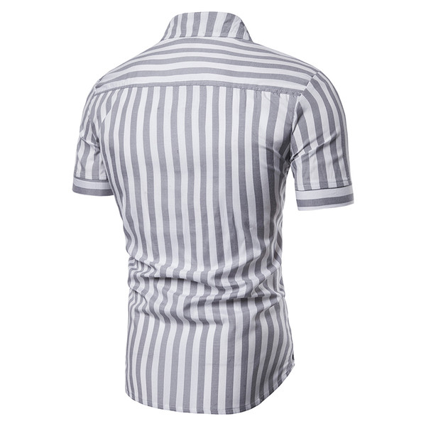 Cămașă casual bărbătească cu mâneci scurte și buzunar în trei culori