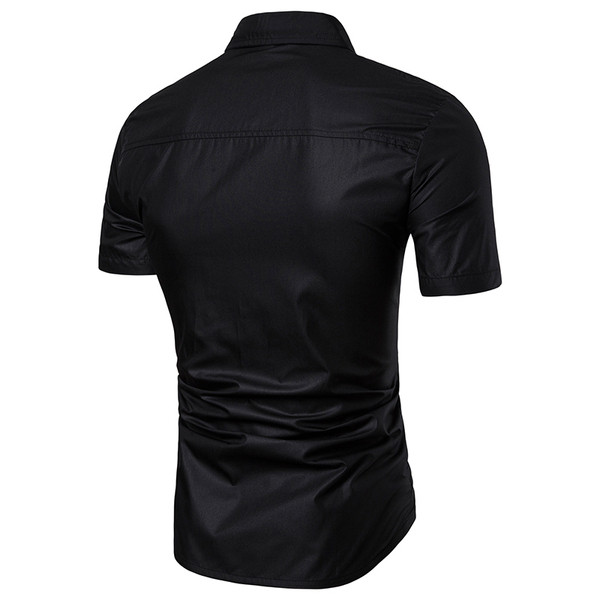 Camasa barbateasca model NOU cu maneci scurte si culoare alb si negru