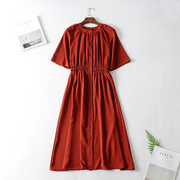 Rochie casual de dama cu nasturi si talie elastica