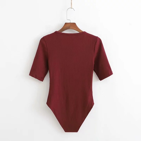 Corp de damă cu fermoar de culoare roșu închis