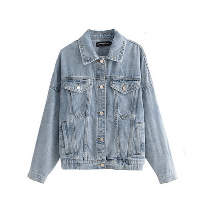 Női farmerdzseki kék színben gombokkal - széles modell