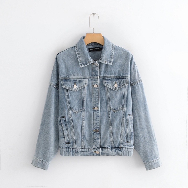 Női farmerdzseki kék színben gombokkal - széles modell