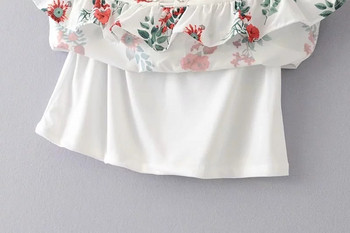 Virágmintás női ruha fehér színben