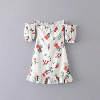 Virágmintás női ruha fehér színben