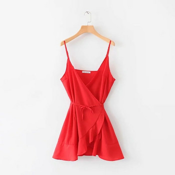 Vékony pántos női ruha piros színben