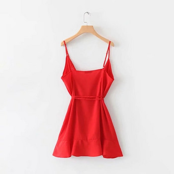 Vékony pántos női ruha piros színben