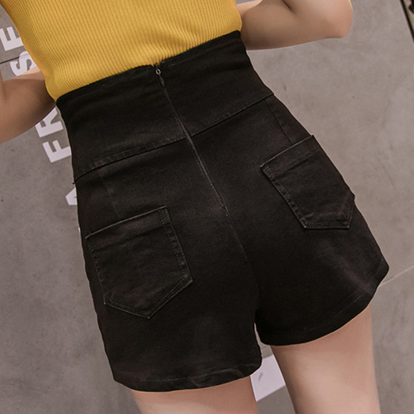 Női magas derekú rövidnadrág kék és fekete színben