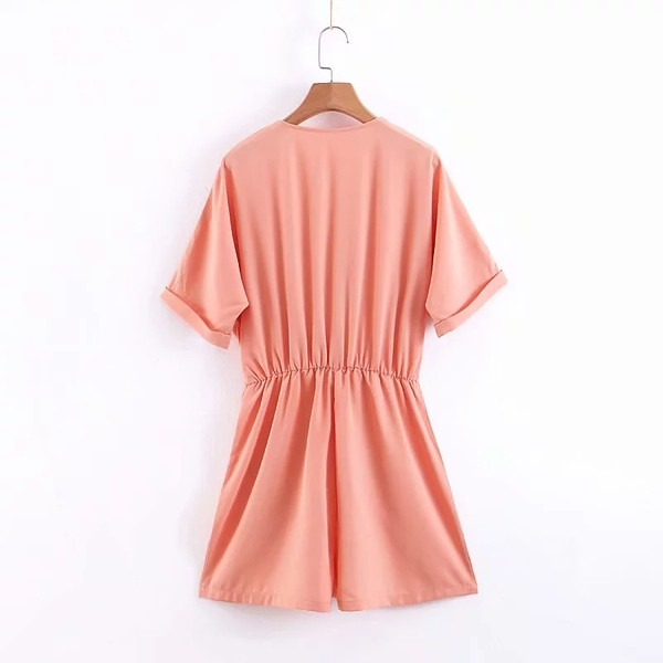 Rózsaszín színű, rövid ujjú női jumpsuit