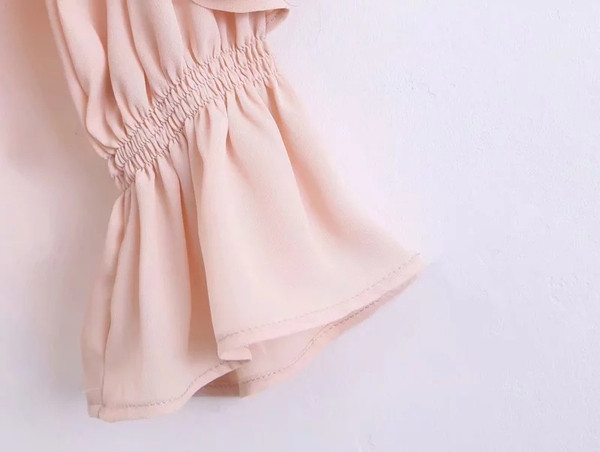 Rózsaszín lótusz ujjú női blúz