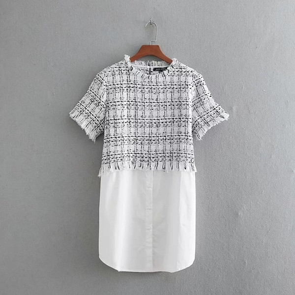 Rövid ujjú, O-nyakú női ing