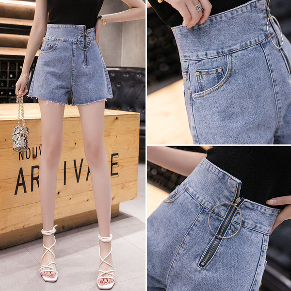 Pantaloni scurți moderni de damă cu fermoar