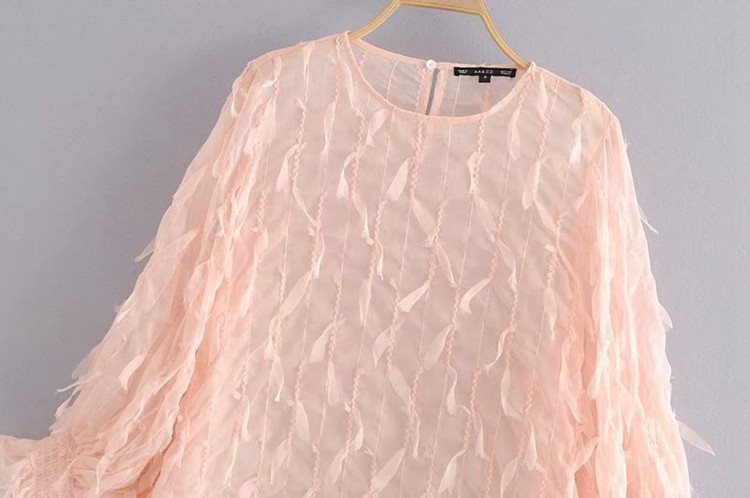 Elegáns rózsaszín tüllblúz