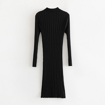 Rochie lungă, neagră, cu nasturi