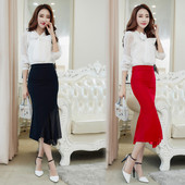 Elegáns női szoknya két színben fekete és piros színben