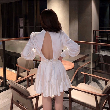 Rochie de dama moderna in doua culori cu maneci lungi