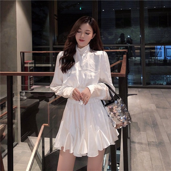 Rochie de dama moderna in doua culori cu maneci lungi