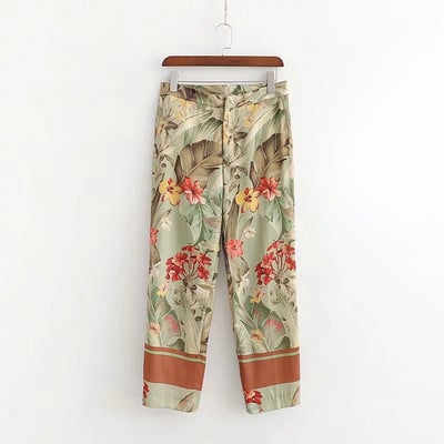 Pantaloni moderni de dama cu model floral