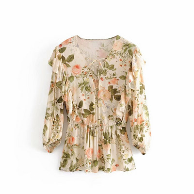 Női sifon blúz megkötős, 7/8-as ujjú