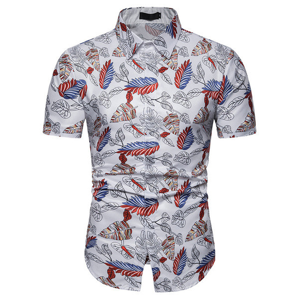 Alkalmi férfi ing rövid ujjal és klasszikus gallérral, virágmintával, két színben