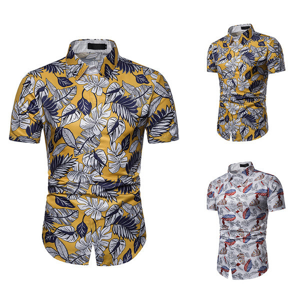 Alkalmi férfi ing rövid ujjal és klasszikus gallérral, virágmintával, két színben