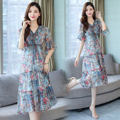 Női lezser hosszú, virágmintás ruha