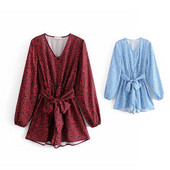 Hosszú ujjú, V-nyakú női overall, két színben