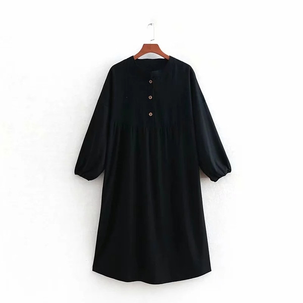 Rochie de dama cu nasturi alb-negru