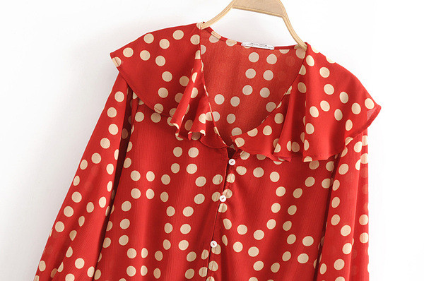 Női pöttyös ing piros színben