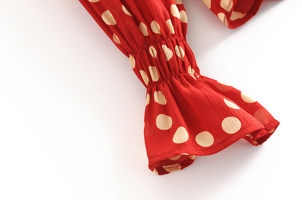 Női pöttyös ing piros színben