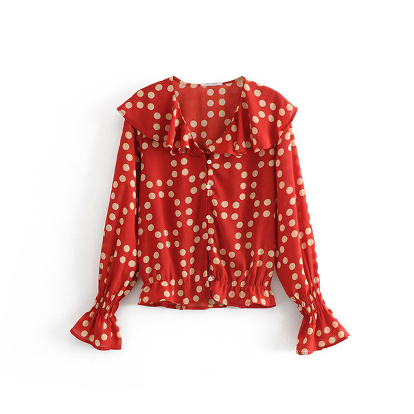 Női pöttyös ing piros színben