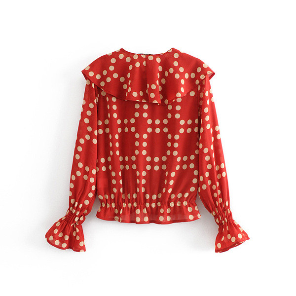 Női pöttyös ing piros színben