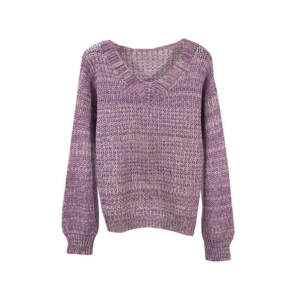 Pulover de dama cu decolteu in V in doua culori