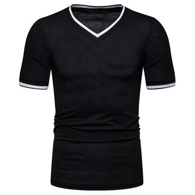 Alkalmi férfi póló V-nyakkal, több színben