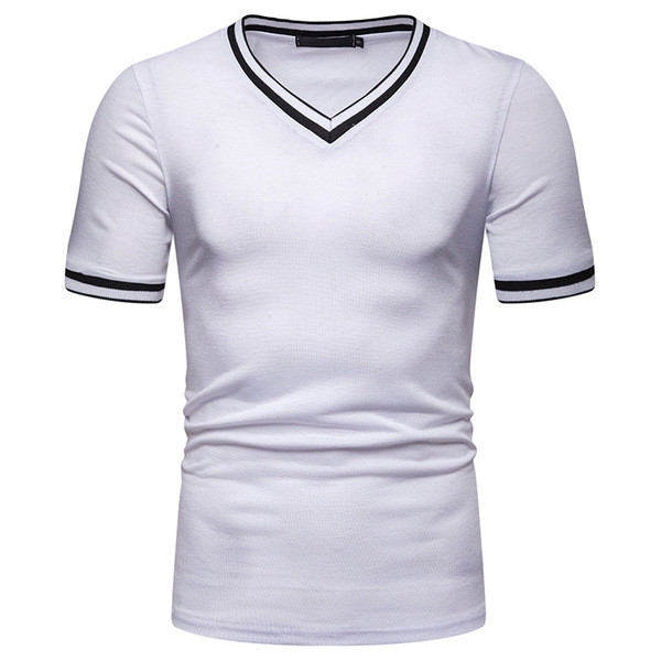Alkalmi férfi póló V-nyakkal, több színben
