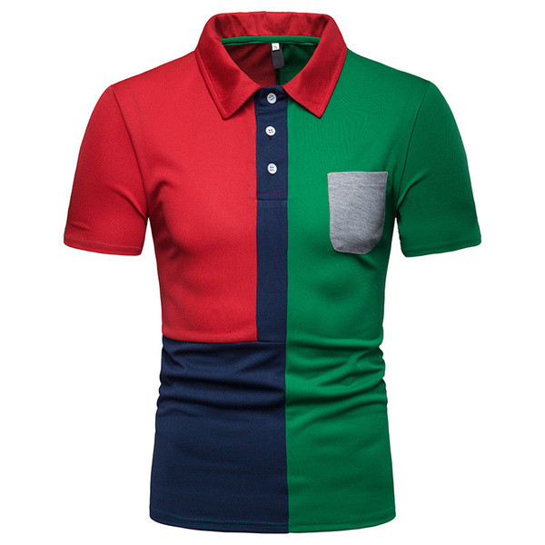 Elegáns férfi póló zsebbel és klasszikus gallérral, két színben