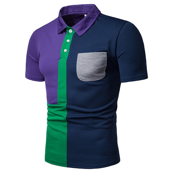Elegáns férfi póló zsebbel és klasszikus gallérral, két színben