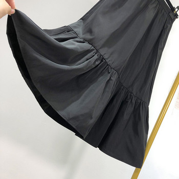 Fusta lunga de dama de culoare neagra cu talie elastica