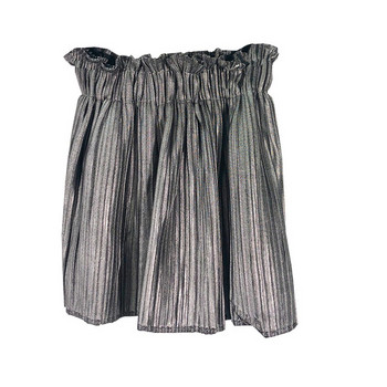 Fusta scurta plisata de culoare argintie