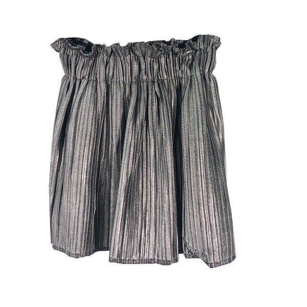 Fusta scurta plisata de culoare argintie