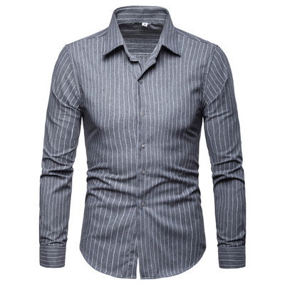Елегантна мъжка риза с дълъг ръкав и класическа яка в няколко цвята 