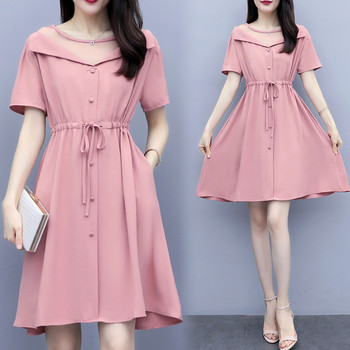 Rochie lungă casual de damă, de culoare roz