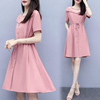 Rochie lungă casual de damă, de culoare roz