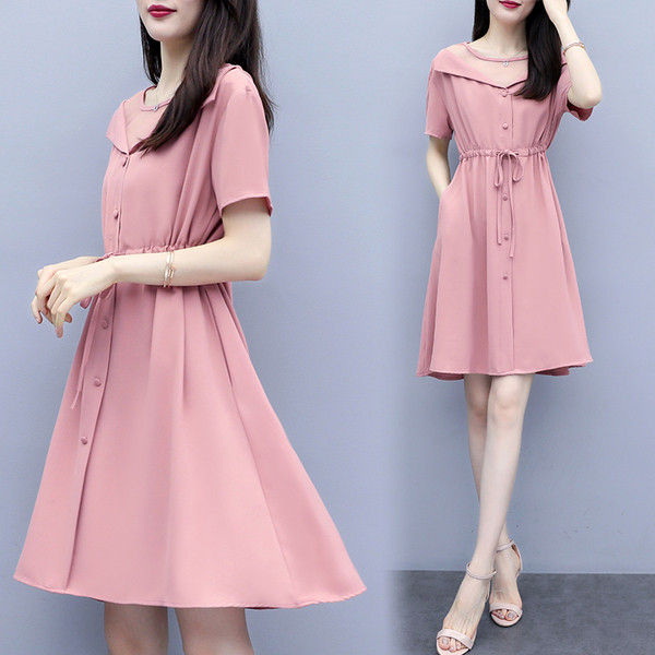 Rochie lungă casual de damă, de culoare roz