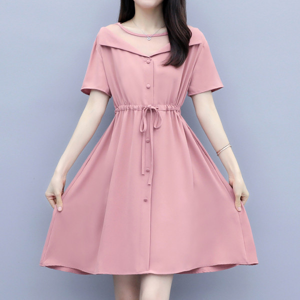 Rochie lungă casual de damă, de culoare roz