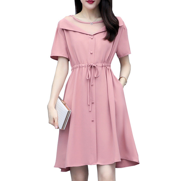 Rochie lungă casual de damă, de culoare roz